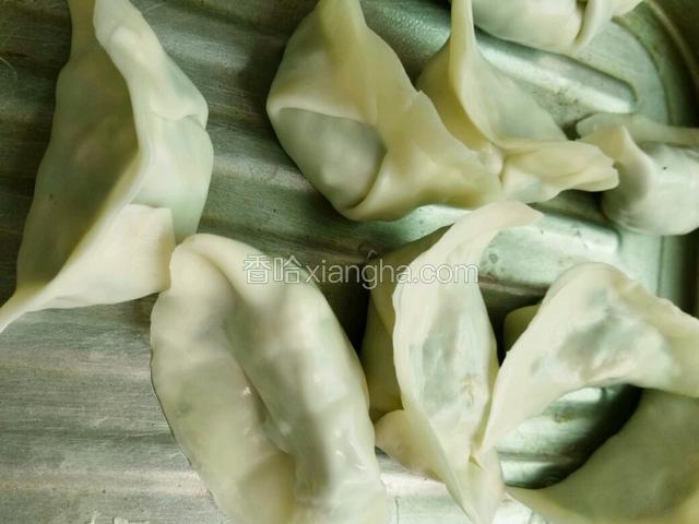 准备包好的韭菜馅饺子。