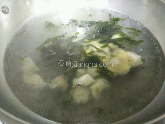 然后将馄饨放进去。