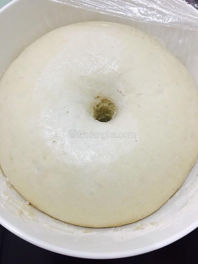 中间按个洞，周边面团无凹陷就是发好了。