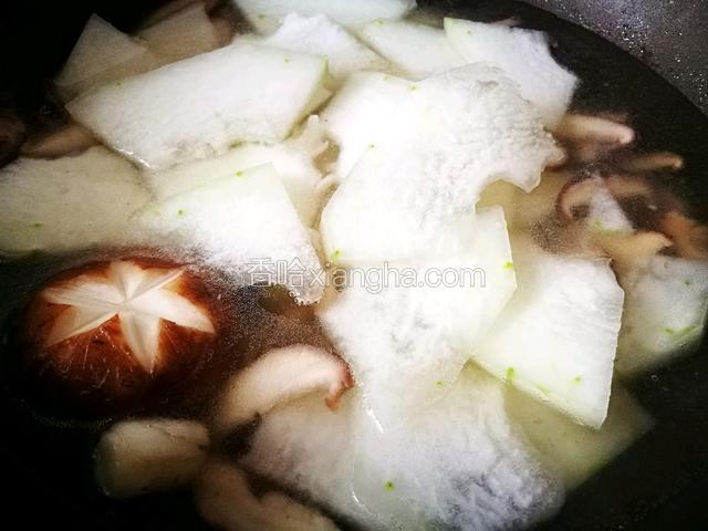 加入冬瓜，继续中火煮8分钟左右，口感自己掌握，我喜欢冬瓜软一点