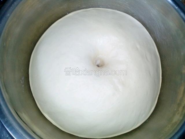 发酵至2.5倍大，用手指戳一下，不会缩不反弹，就发好了。
