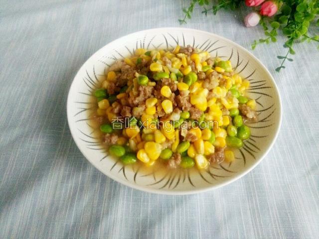 清新小炒（玉米毛豆炒肉沫）