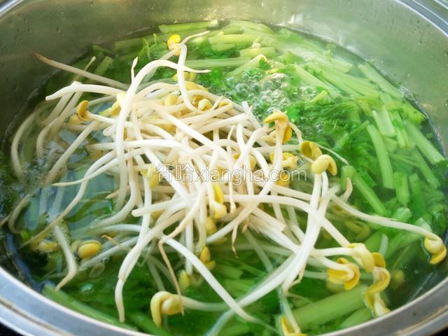 芹菜快熟的时候烫豆芽