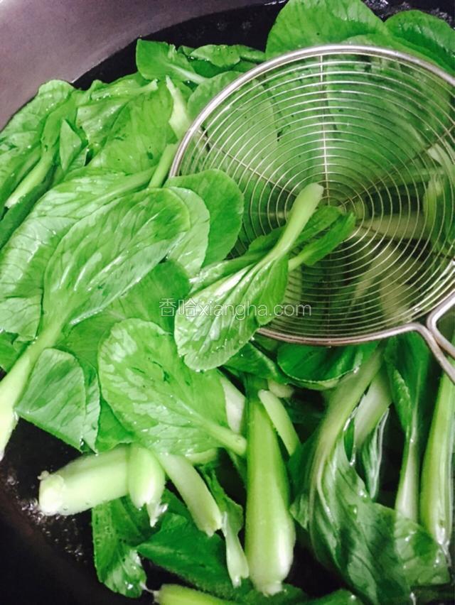 青菜洗净焯水。
