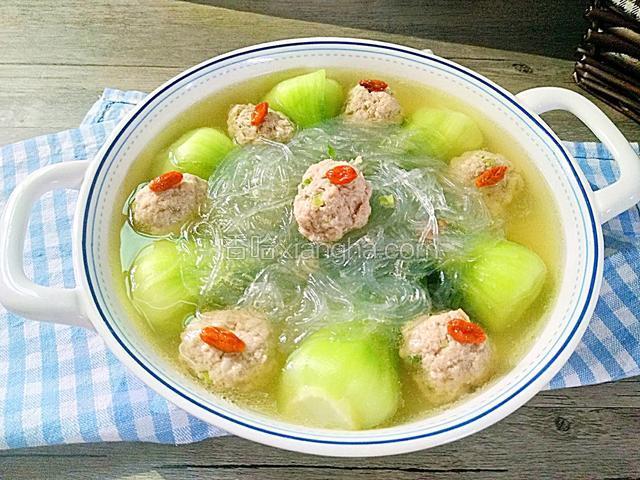 油菜粉丝肉丸汤