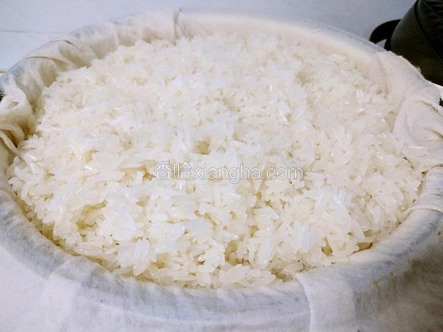 泡过的糯米很快就蒸熟了，不要蒸时间太长，熟了就可以
