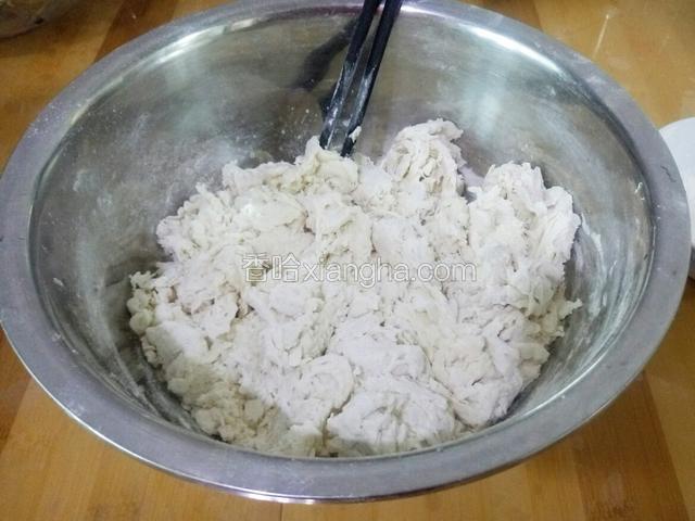 然后先和成絮状 盖好松弛十分钟