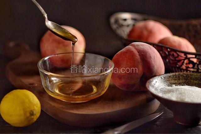 蜜桃、白糖、柠檬、蜂蜜