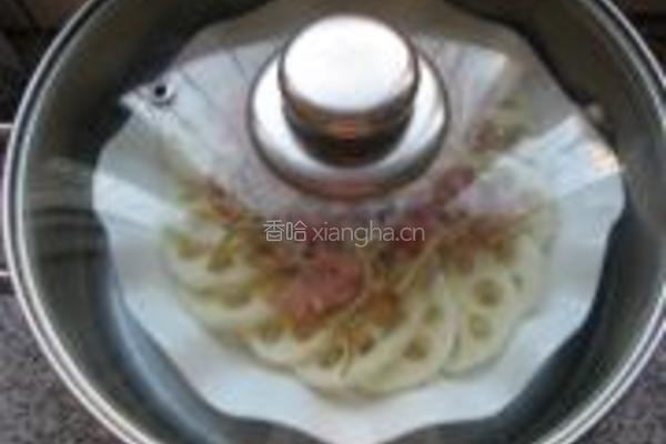 银鱼肉丝蒸藕片的做法图解5