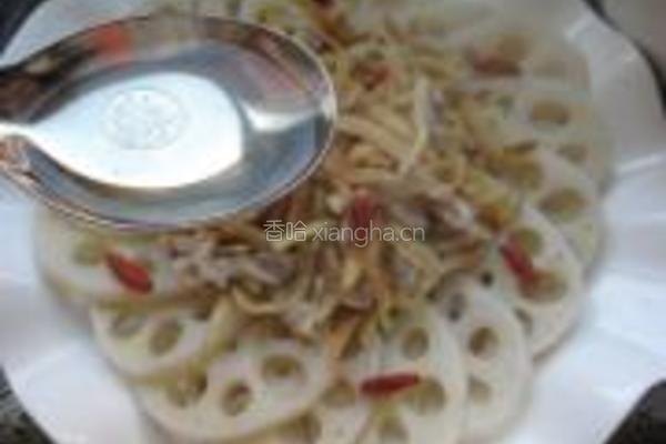 银鱼肉丝蒸藕片的做法图解6