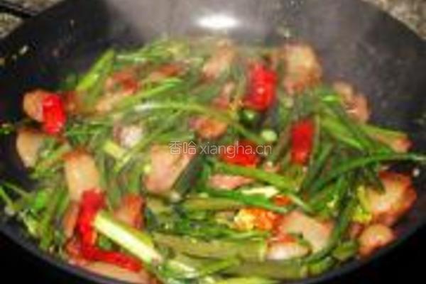 红菜苔炒腊肉的做法图解9