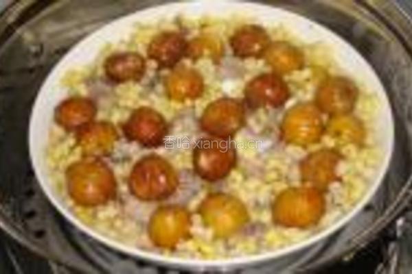绿豆板栗蒸排骨的做法图解6