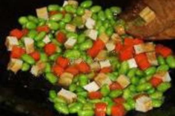 萝卜菜炒毛豆的做法图解5