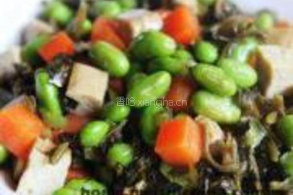 萝卜菜炒毛豆的做法图解8