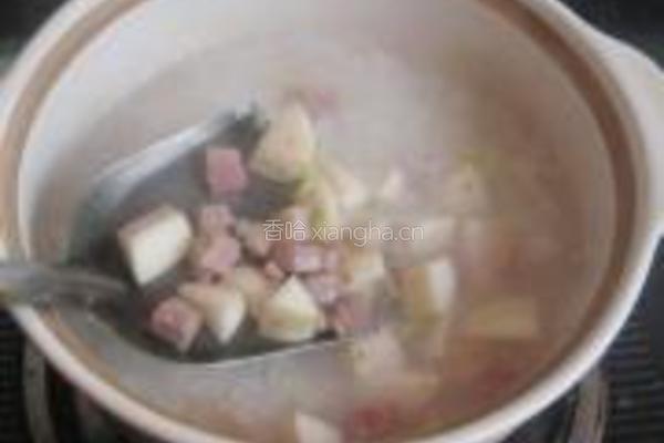 黄花菜咸肉粥的做法图解5
