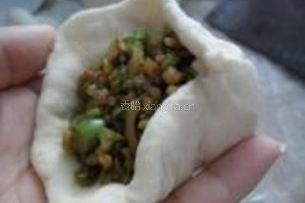 豆角肉馅发面饼的做法图解5