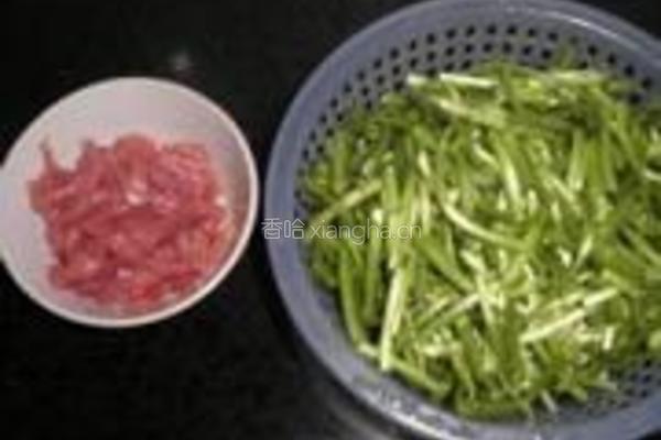 芦蒿炒肉丝的做法图解2