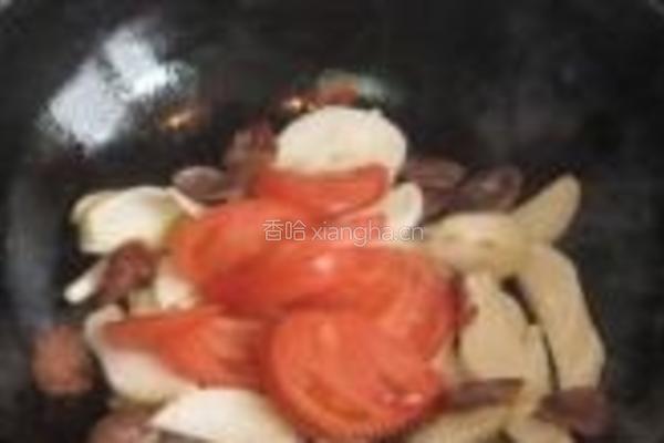 番茄杏鲍菇炒香肠的做法图解5