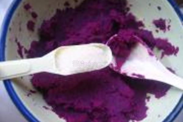 紫薯糯米豆沙饼的做法图解3