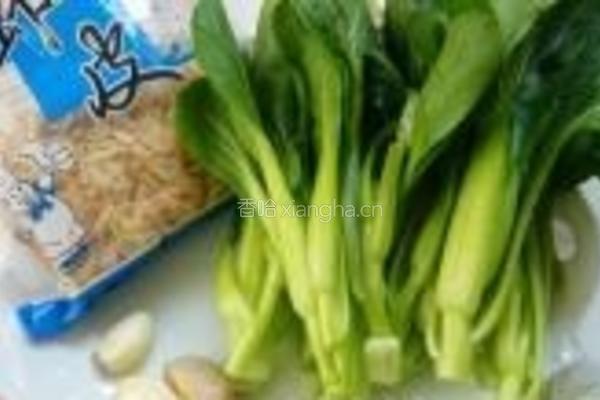 虾皮菜心的做法图解1