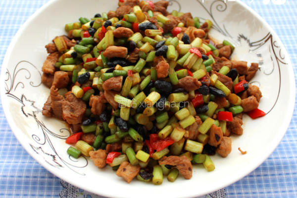 豆豉蒜苗炒肉丁