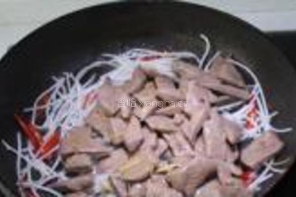 韭菜豆芽炒猪肝的做法图解5