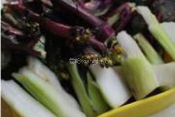 炝炒红菜薹的做法图解2