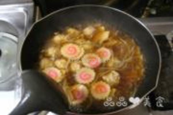 鸡肉丸汤煮乌冬的做法图解7