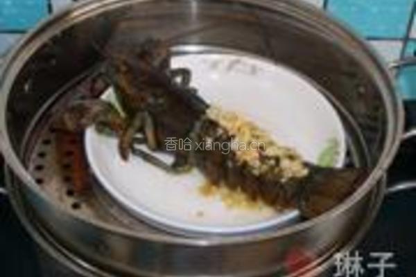 蒜蓉开背蒸龙虾的做法图解8