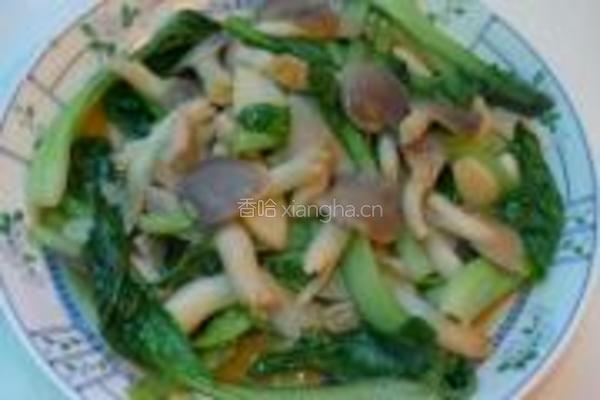 青菜炒蘑菇的做法图解6