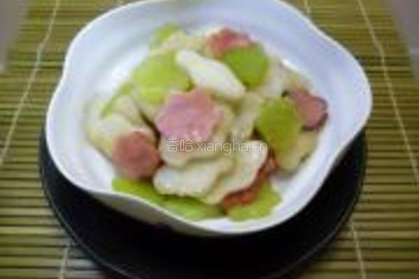 莴苣火腿炒年糕的做法图解6