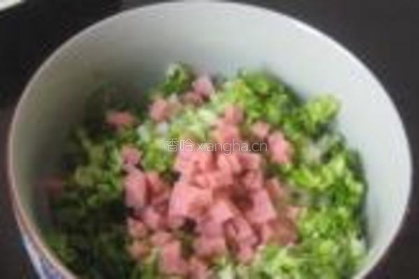 小白菜方腿肉面饼的做法图解2