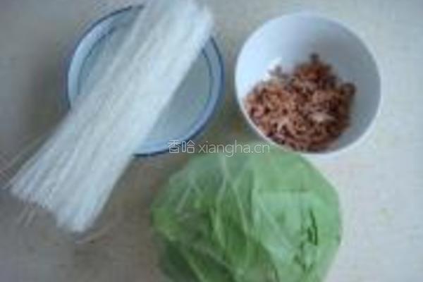 椰菜虾米炒粉丝的做法图解1