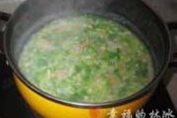 青菜瘦肉杂粮粥的做法图解12