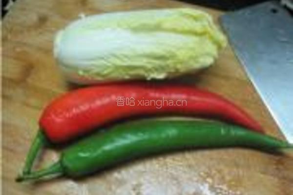 双椒炒素菜的做法图解1
