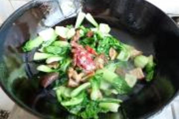 腊肠香菇油菜的做法图解6