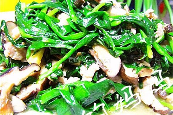 韭菜香菇炒肉丝