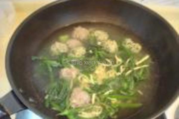 南瓜苗肉丸汤的做法图解6