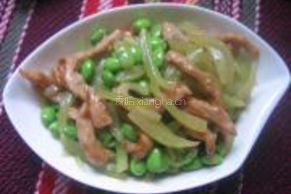 瓜皮肉丝炒毛豆的做法图解9