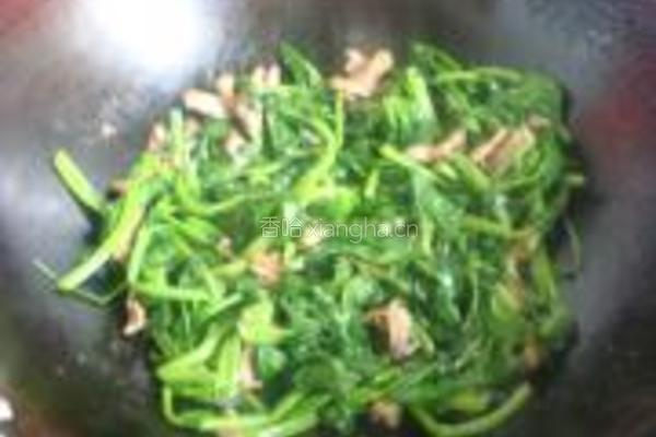 碗豆尖炒肉的做法图解5