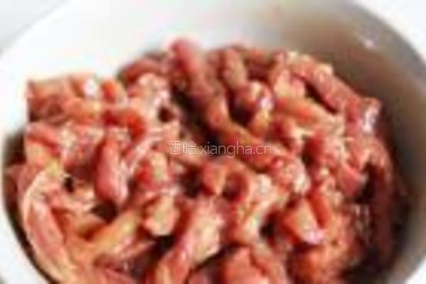 橄榄菜甜豆炒肉丝的做法图解2