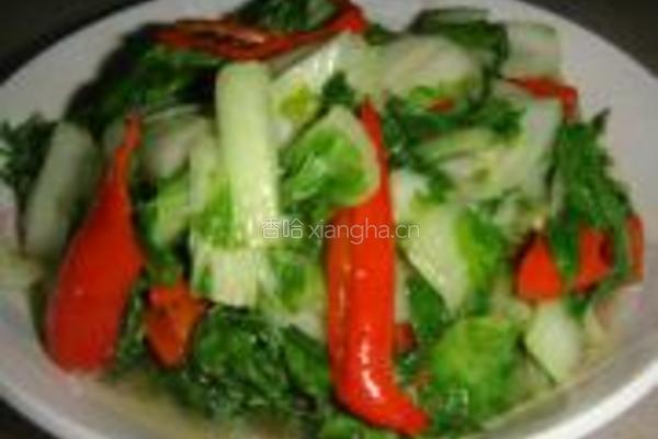 红椒炒黄叶菜的做法图解6