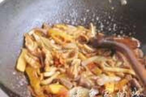 酸笋炒猪肚的做法图解4