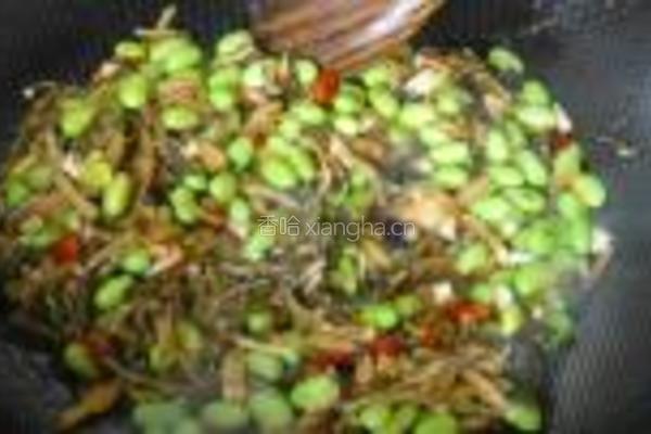 萝卜菜炒毛豆的做法图解7