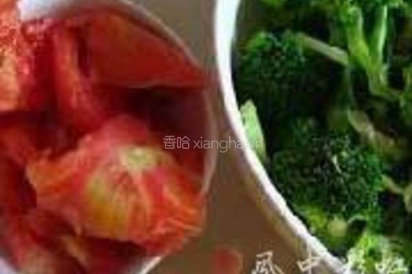 番茄炒西兰花的做法图解2