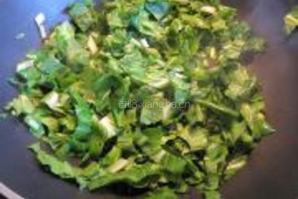 小白菜炒饭的做法图解3