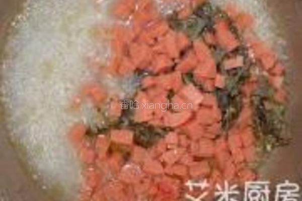 火腿肠婆婆丁菜干粥的做法图解5