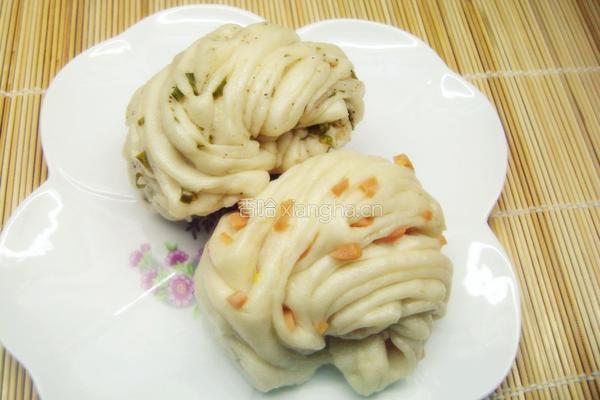 葱香火腿双味花卷