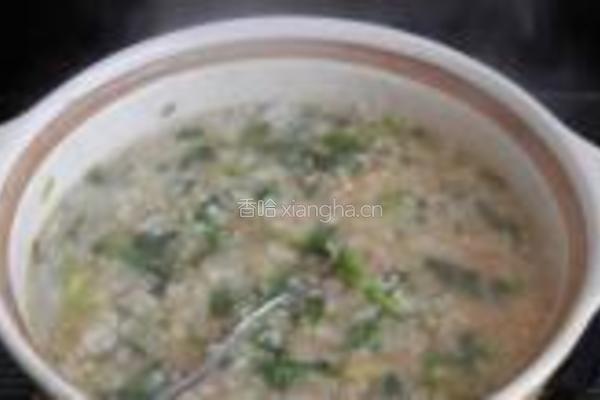 荠菜鸡肝糯米粥的做法图解9