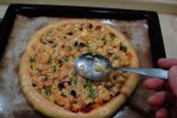 烤鸡焗饭披萨的做法图解17